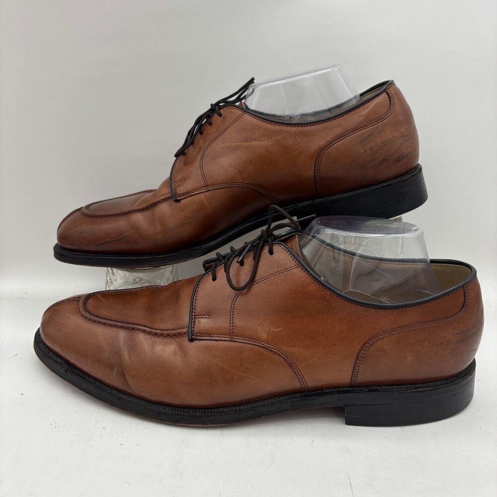 Johnston & Murphy Men's 10.5 3E Brown Leather Apron Toe Oxford Dress Shoes